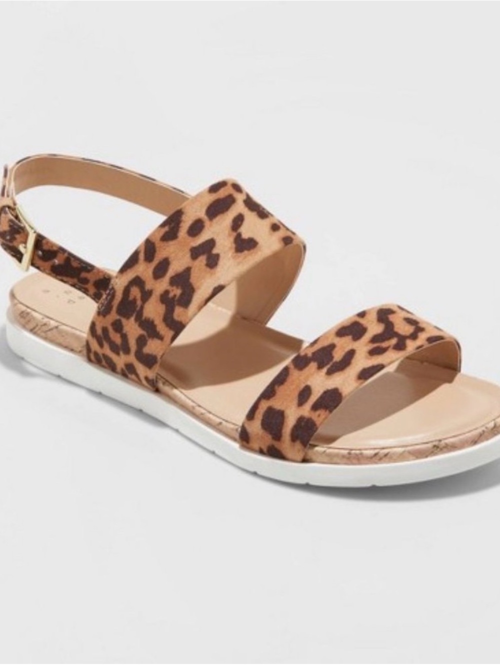 Leopard Print Womens Slingback Flat Sandals - Leopard